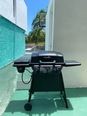 a bbq grill sitting on a patio at Villa Tula in Sosúa