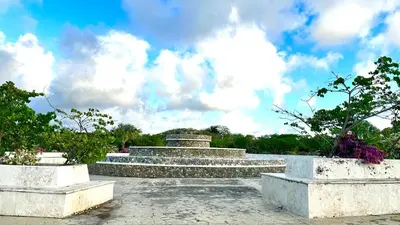 a group of concrete steps in a park at Rheia Properties - SANTA FE in Sosúa