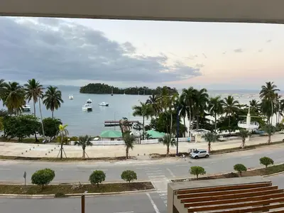 a view of a harbor with boats in the water at Acogedor apartamento en Samaná con vista al mar in La Aguada