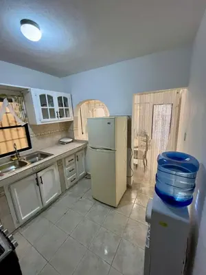 a kitchen with a refrigerator and a sink at Apartamento in Boca Chica