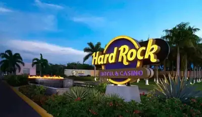 a sign for the hard rock hotel and casino at Relax in Style at Hard Rock Hotel Punta Cana Apartment in Punta Cana
