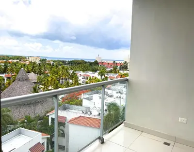 a balcony with a view of the city at Apartamento en Boca Chica T2 707 in Boca Chica