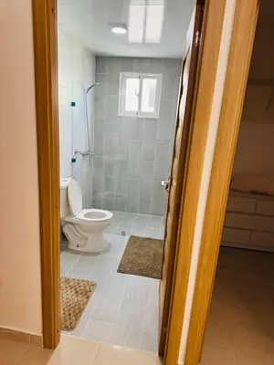 a bathroom with a toilet and a shower at Welcome Home 2 in Boca Canasta