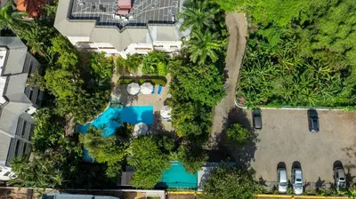 an aerial view of a house with a swimming pool at Renaissance Residence Cabarete in Cabarete