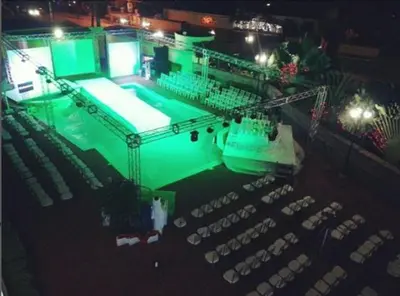 arial view of a boat in a harbor at night at Hotel Novus Caoba, Confort y calidez en Mao, Valverde