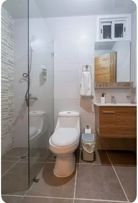 a bathroom with a toilet and a shower and a sink at Un bonito amanecer in Santo Domingo