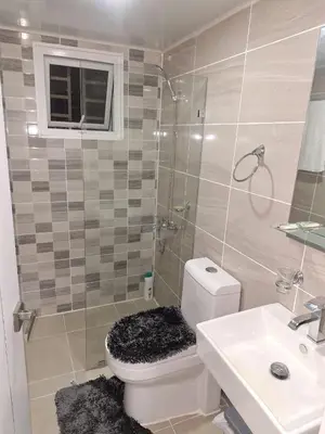 a bathroom with a shower and a toilet and a sink at Residencial cayena del este Santo Domingo este in La Grúa