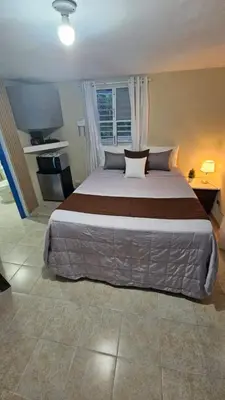 a bedroom with a large bed and a window at Nido de amor in Jarabacoa