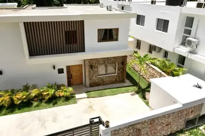 an aerial view of a white building at Villa Palmera in Las Terrenas