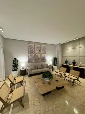 a living room with a couch and chairs and tables at JuanDolio Penthouse 3 bedrooms Beachfront frente a hemingway in Los Corrales