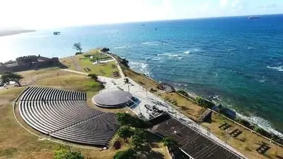 a large amphitheater next to the ocean at Stylish Apartment Steps from Puerto Plata Malecon in San Felipe de Puerto Plata