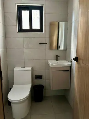 a bathroom with a toilet and a sink at Moderno 1 Habitación Cerca Avenida Churchill in Santo Domingo