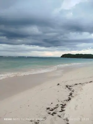 a beach with footprints in the sand and the ocean at Parador tropical Raysa in Las Galeras