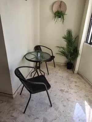 a table and chairs in a room with a plant at Private and comfortable double room in Santo Domingo
