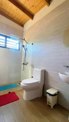 a bathroom with a toilet and a sink at Bello atardecer in Punta Cana