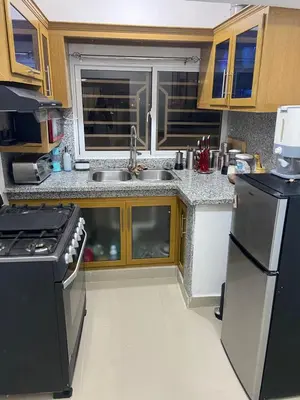 a kitchen with a sink and a stove at Casa amarilla in La Romana