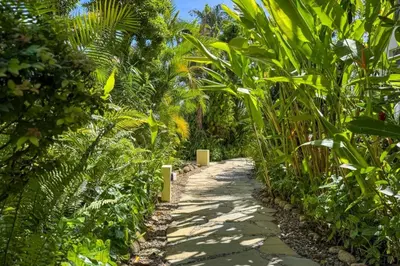 a path in the middle of a garden at Renaissance Residence Cabarete in Cabarete