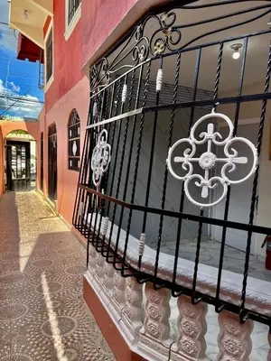 a black wrought iron fence with a snowflake on it at Lujoso apartamento cerca del aeropuerto SDQ in La Caleta