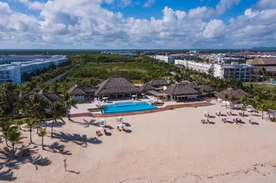 an aerial view of the beach at a resort at Cana Rock Universe in Punta Cana