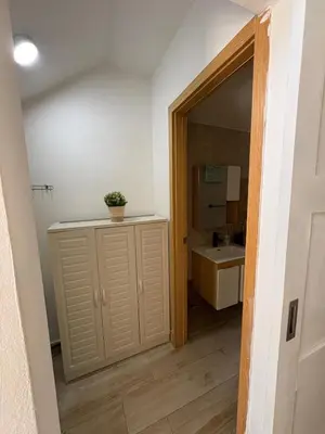 a bathroom with a sink and a cabinet with a plant on it at Boca paraiso in Boca Chica