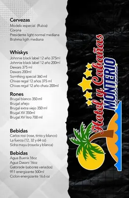 a menu for a restaurant with a pineapple on it at Hotel Monterio in Azua
