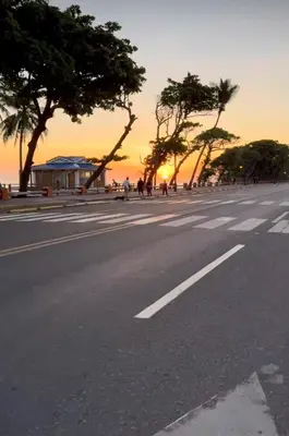 an empty street with trees on the side of the road at EG suits rentals in San Felipe de Puerto Plata
