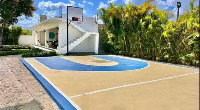 a basketball court in front of a house at 10 bedroom huge villa close to Sosua downtown in Sosúa