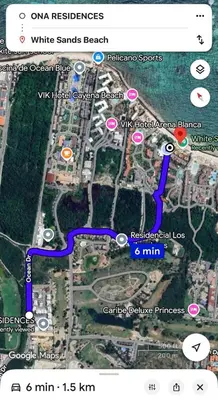 a screenshot of a map of a road at Punta Cana Penthouse Private Picuzzi & Beach Access in Punta Cana