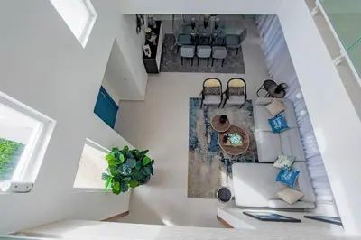 an overhead view of a living room in a house at A Tropical Oasis - Vista Canas Villa Vista in Punta Cana
