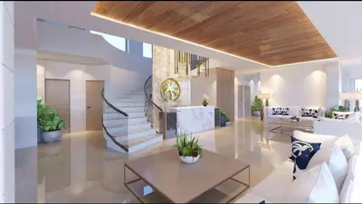 a living room with a couch and a table at Imperial Suite 1-bedroom ocean view and kitchen in Cabarete