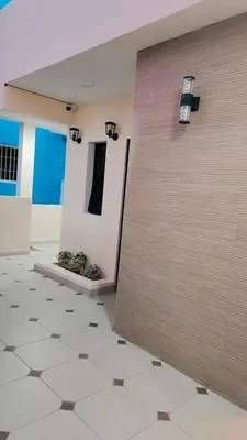 a large wall in a building with lights on it at El descanso in Higuey