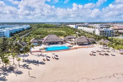 an aerial view of the beach at the resort at 1B Fantasy Lodge @t Canabay Private Pool and beach in Punta Cana