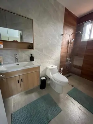 a bathroom with a toilet and a sink and a shower at Pequeña villa de María in Villa Mella
