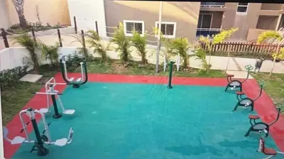 a playground with trampolines on top at Residencial Mediterraneo III in Santiago de los Caballeros