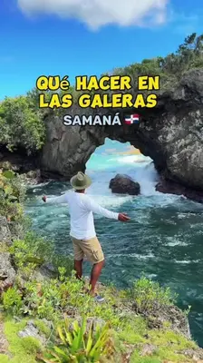 a man standing on a hill looking at a river at Casa mar in Las Galeras