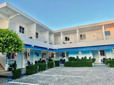 a view of the courtyard of a hotel at Albergo El Pulpo, Bayahíbe in Bayahibe