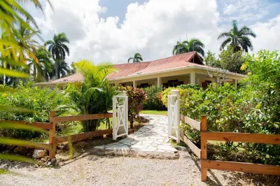 a house with a gate in front of it at Villa Diana in Las Galeras
