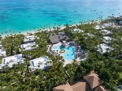 an aerial view of the resort and the ocean at Grand Palladium Palace Resort Spa & Casino - All Inclusive in Punta Cana