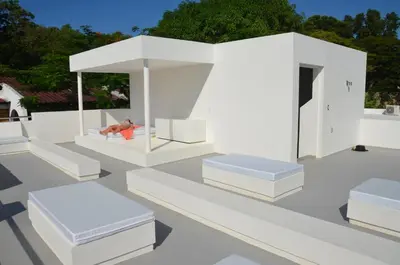 a rendering of a pavilion with white furniture at CASA-22 Luxury Boutique Hotel in Sosúa