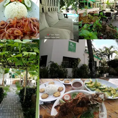 a collage of photos with food on a table at Riviera Punta Cana Eco Travelers in Punta Cana