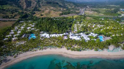 an aerial view of a resort on a beach at Playabachata in San Felipe de Puerto Plata
