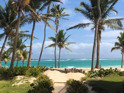 a view of the beach from the resort at Terraza Art Villa Dominicana in Punta Cana