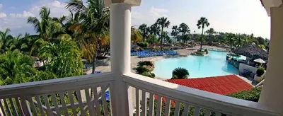 a view of a swimming pool from a balcony at Junior Suite in Puerto Plata at Lifestyle Holidays Vacation Club in San Felipe de Puerto Plata