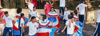 a group of children dressed in ancient clothing at Hotel Santo Cerro Natural Park in Santo Cerro