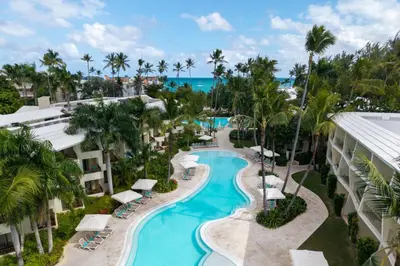 an aerial view of the pool at the resort at Impressive Premium Punta Cana - All Inclusive in Punta Cana