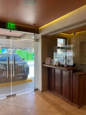 a store with a car parked in a garage at Apartahotel Alvear in Santo Domingo