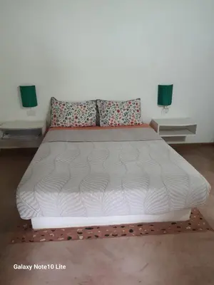a large bed in a room with two lamps at Casa Flamingo in Las Terrenas