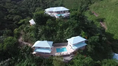 an aerial view of a house on a hill at Villa Noria in Las Terrenas