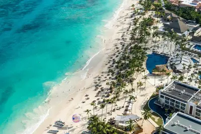 an aerial view of a beach and the ocean at Royalton Punta Cana, An Autograph Collection All-Inclusive Resort & Casino in Punta Cana
