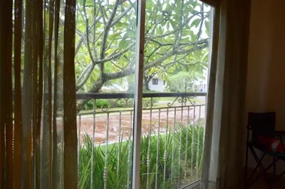 a window with a view of a tree at 3BR Apt @CadaquesCaribe Bayahibe in San Rafael del Yuma